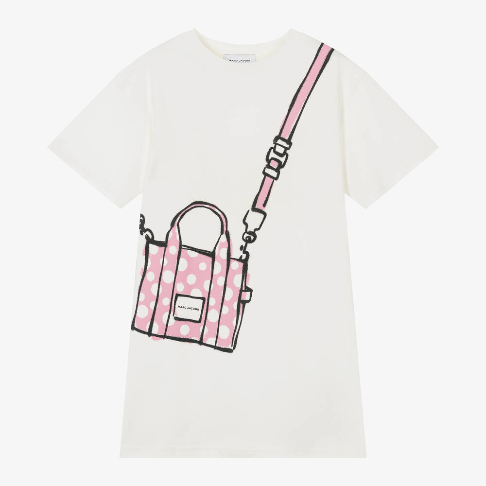 MARC JACOBS - Girls Ivory Tote Bag Cotton Dress | Childrensalon