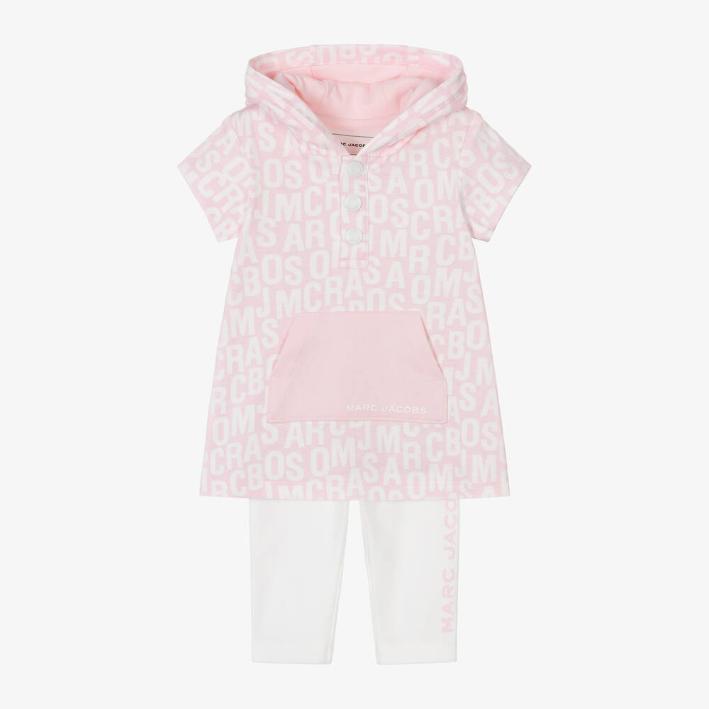 MARC JACOBS - Girls Pink & Ivory Cotton Leggings Set | Childrensalon