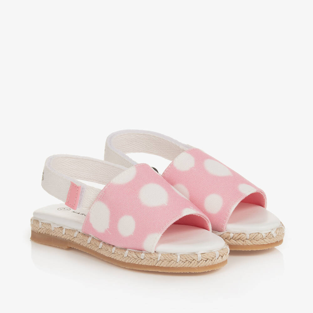 MARC JACOBS - Girls Pink Polka Dot Espadrille Sandals | Childrensalon