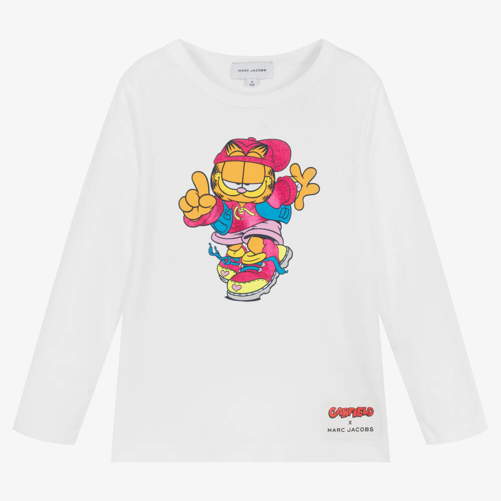 MARC JACOBS - Girls White Cotton Garfield Top | Childrensalon