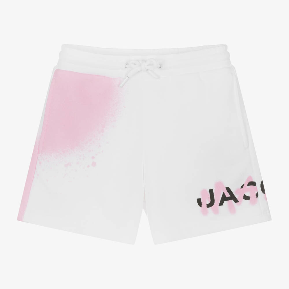 MARC JACOBS - Girls White Spray Paint Cotton Shorts | Childrensalon