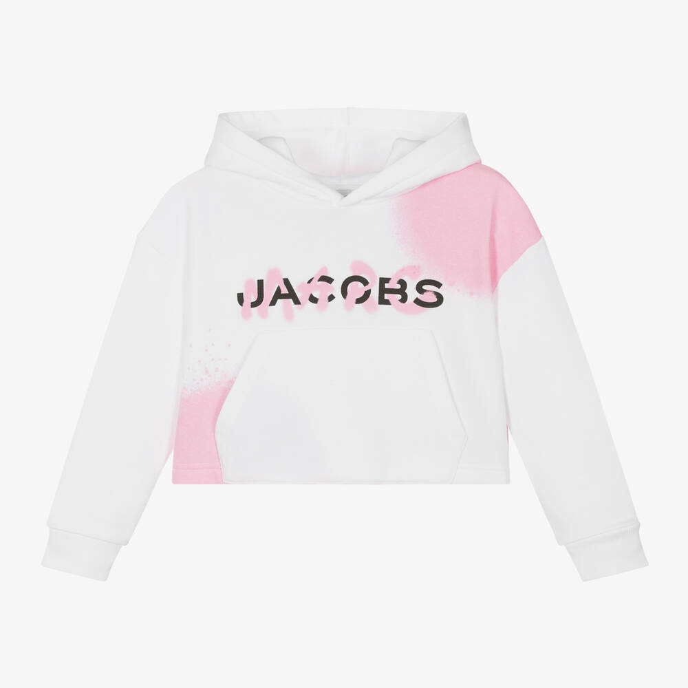 MARC JACOBS - Girls White Spray Paint Spot Hoodie | Childrensalon