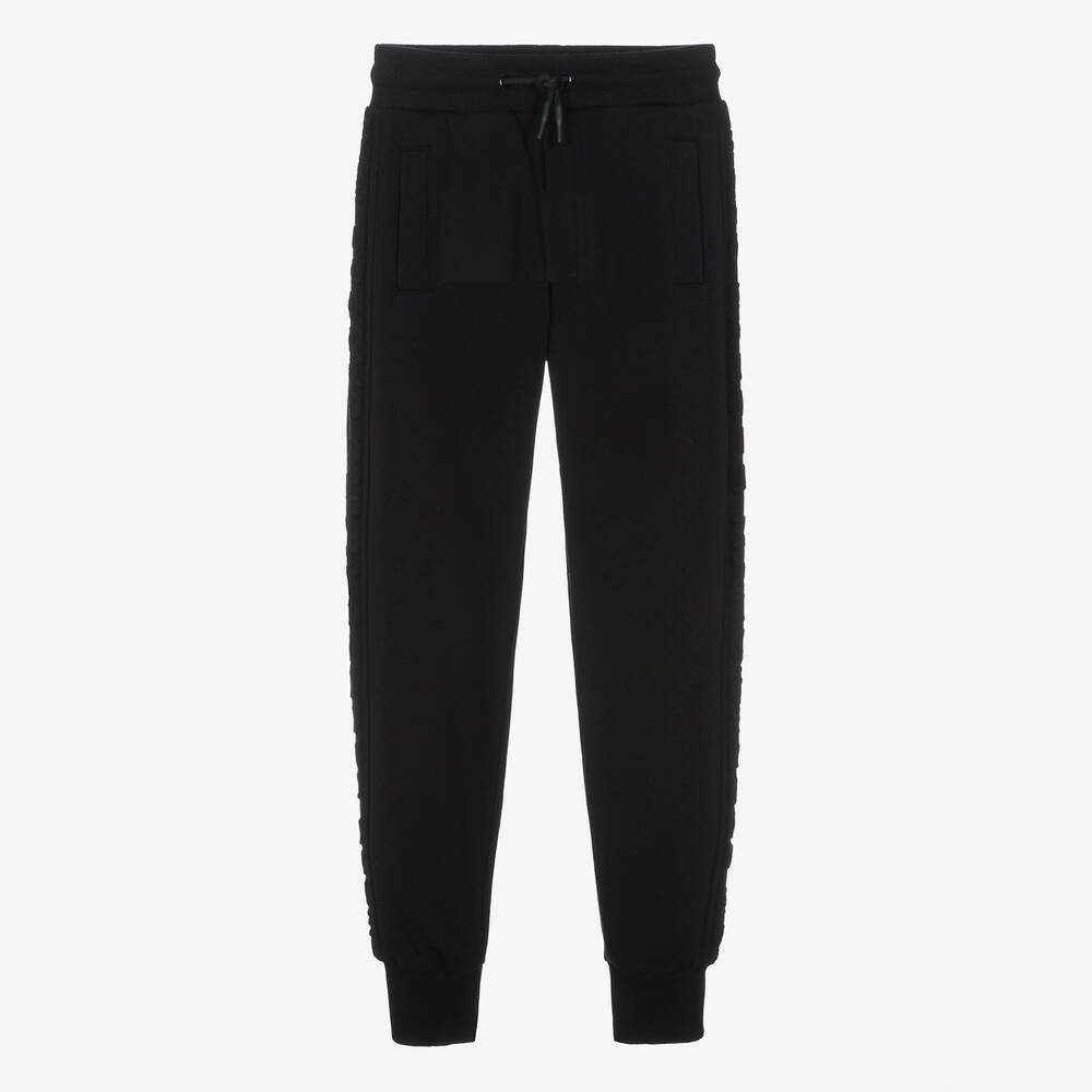 MARC JACOBS - Teen Black Cotton Embossed Joggers | Childrensalon