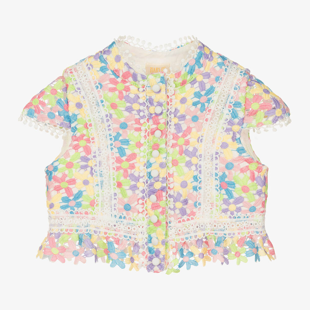 Marlo Kids - Blouse en dentelle fleurie colorée fille | Childrensalon