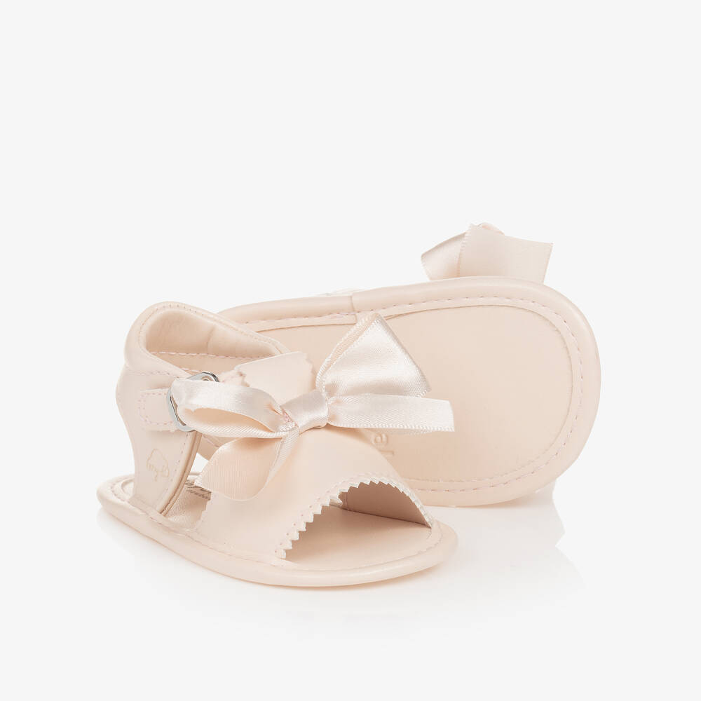 Mayoral Newborn - Baby Girls Ivory Bow Pre-Walker Sandals | Childrensalon