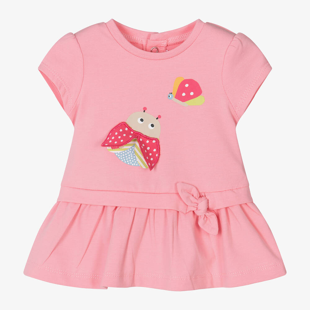 Mayoral - Baby Girls Pink Ladybird Cotton Dress | Childrensalon