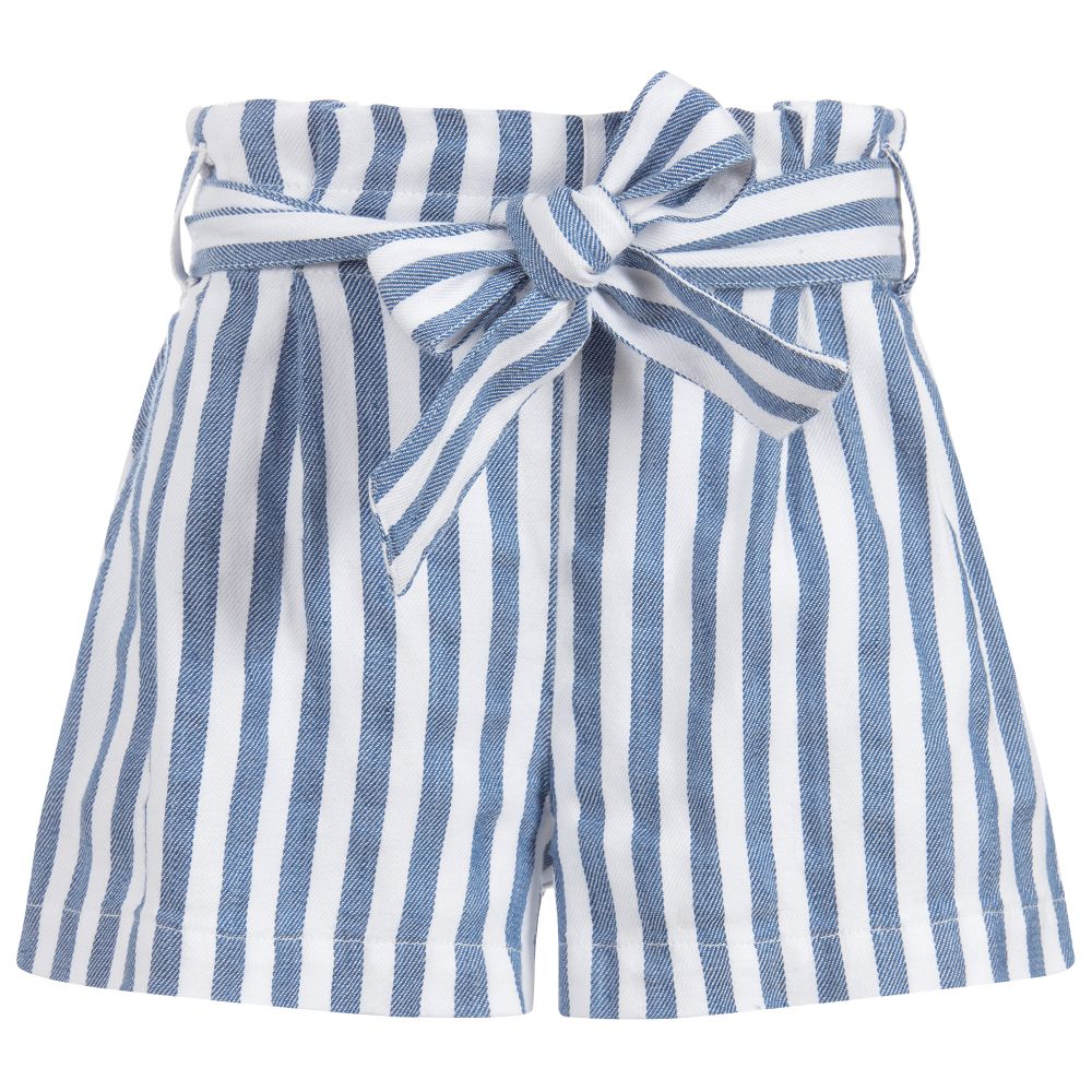 Mayoral - Blue Cotton Striped Shorts | Childrensalon Outlet