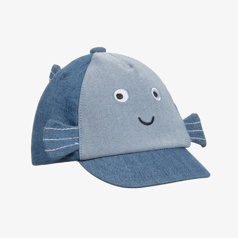 Mayoral Newborn - Blue Fish Cotton Baby Cap | Childrensalon