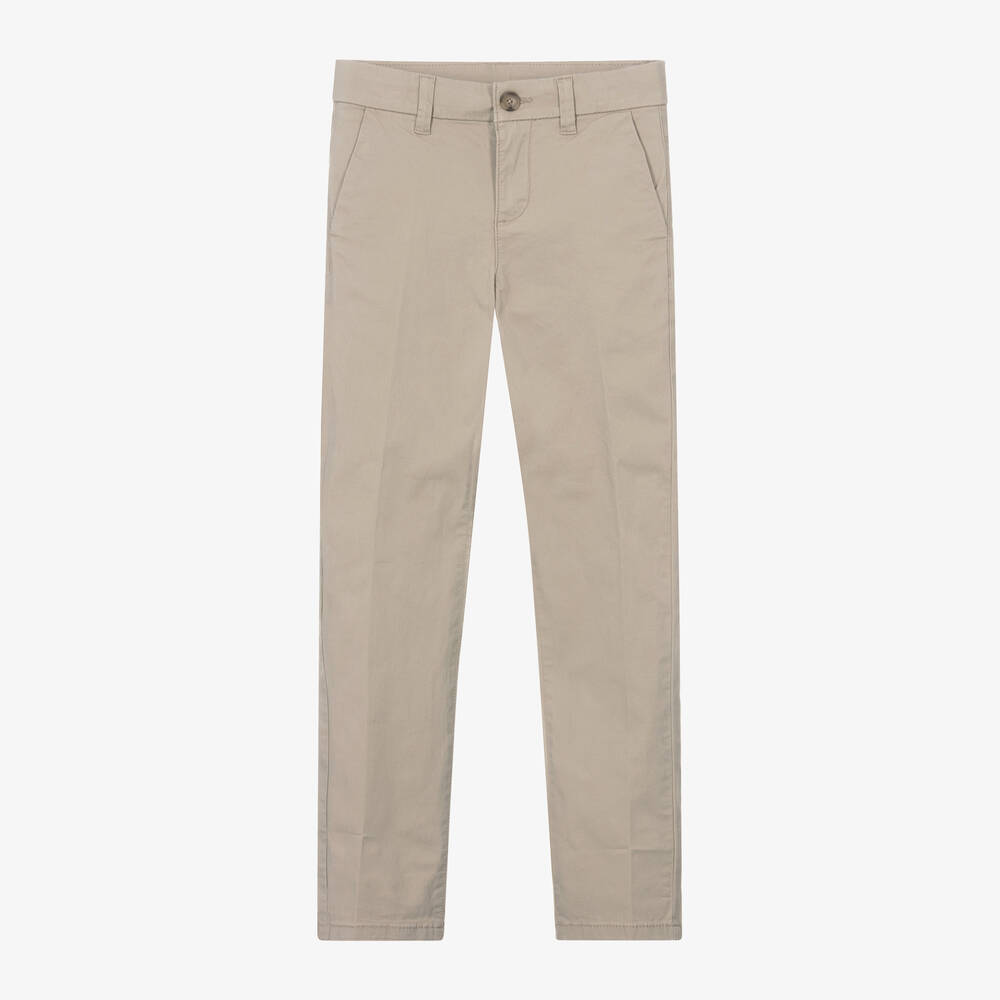 Mayoral Nukutavake - Boys Beige Cotton Chino Trousers | Childrensalon