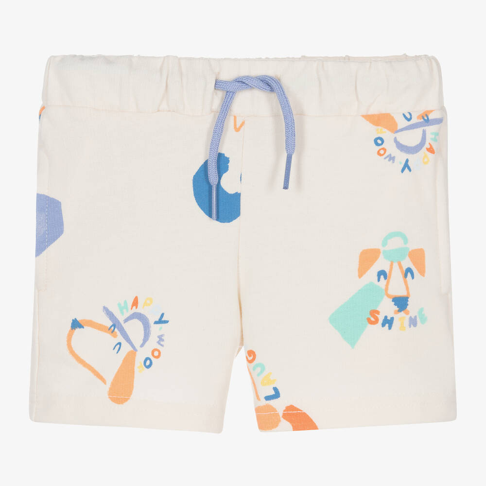 Mayoral - Boys Beige Cotton Dog Print Shorts | Childrensalon