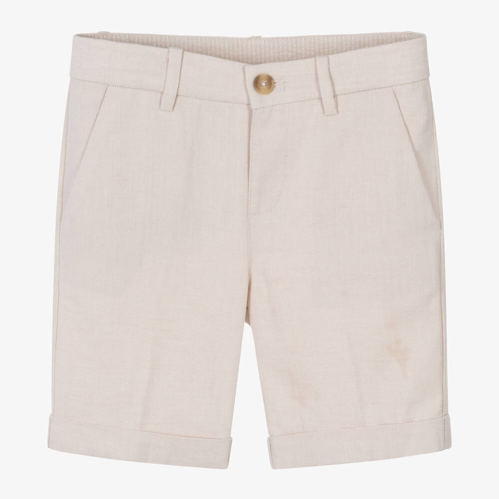 Mayoral - Boys Beige Cotton & Linen Shorts | Childrensalon