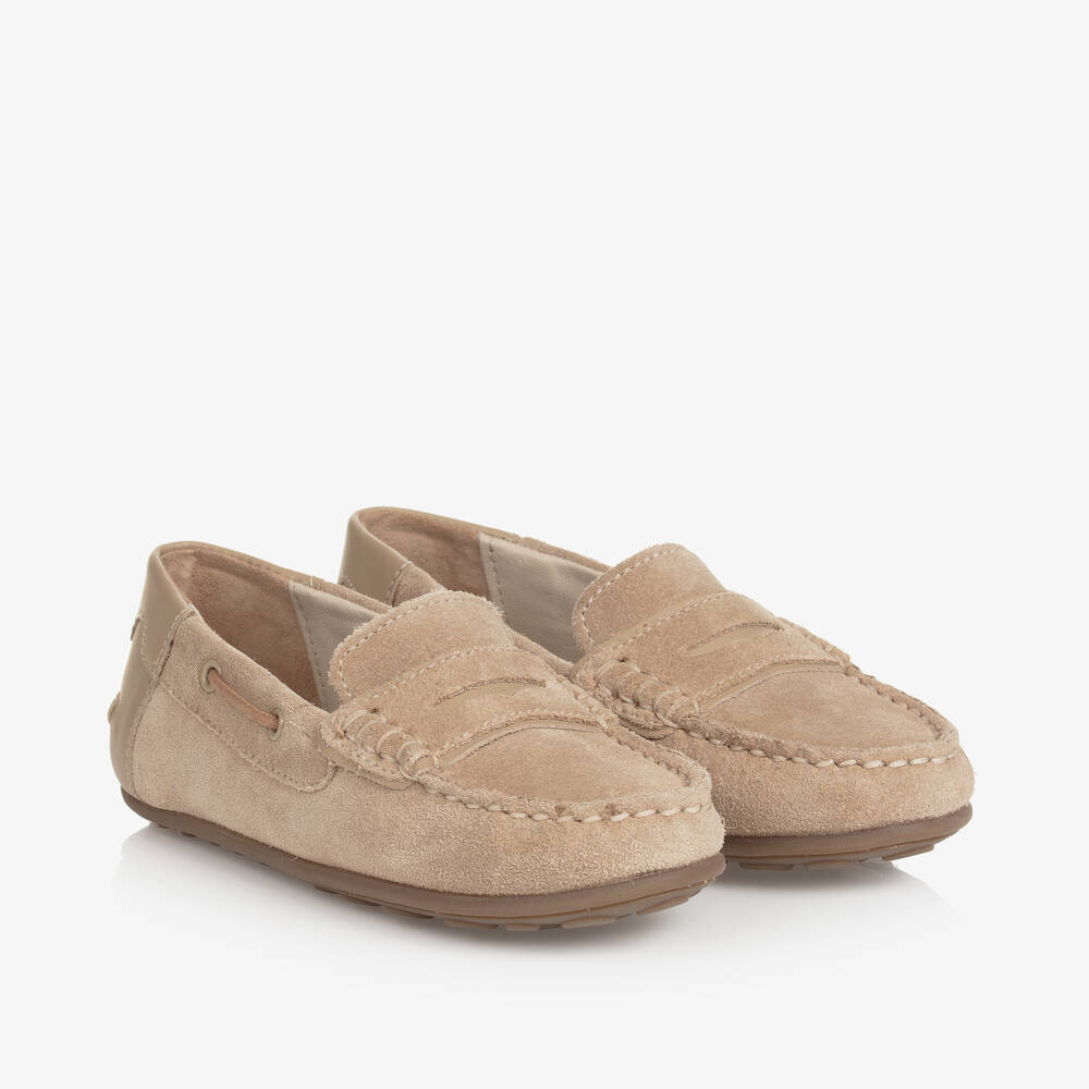 Mayoral - Boys Beige Suede Leather Moccasins | Childrensalon