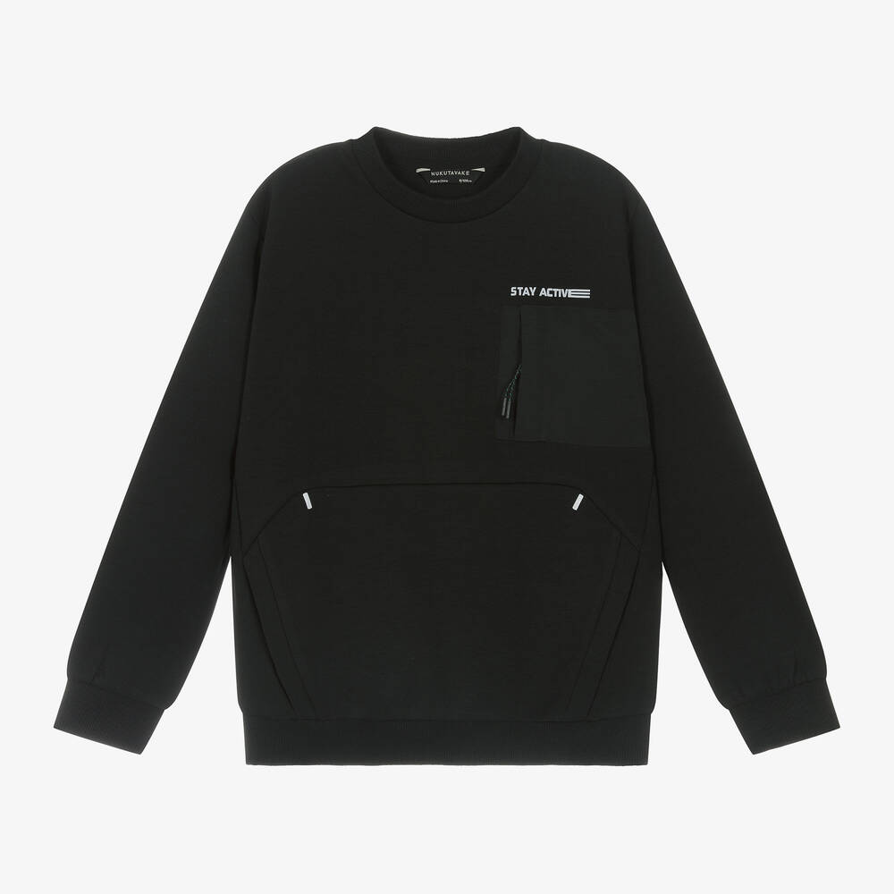 Mayoral Nukutavake - Boys Black Cotton Pocket Sweatshirt | Childrensalon