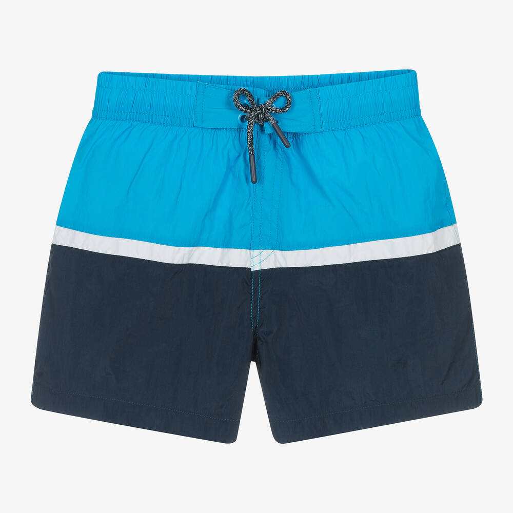 Mayoral Nukutavake - Boys Blue Colourblock Swim Shorts | Childrensalon