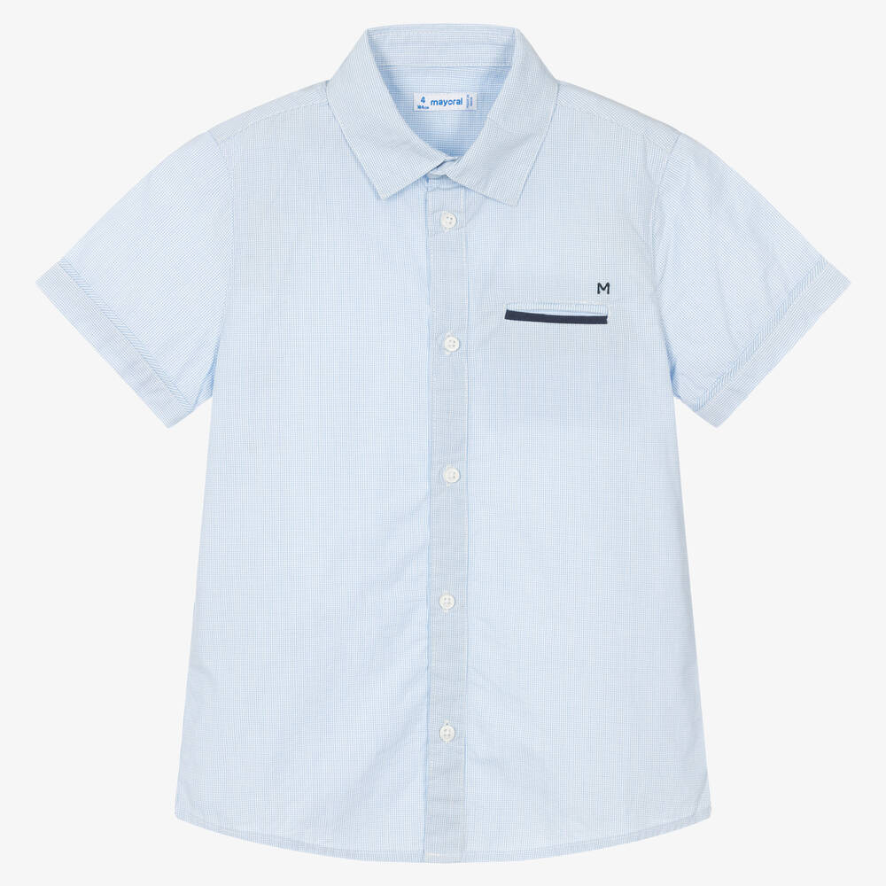 Mayoral - Boys Blue Cotton Shirt | Childrensalon