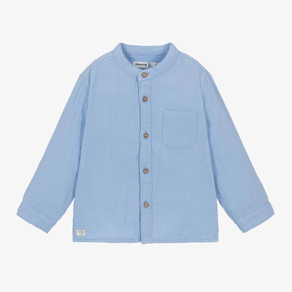 Mayoral - Boys Blue Cotton Shirt | Childrensalon