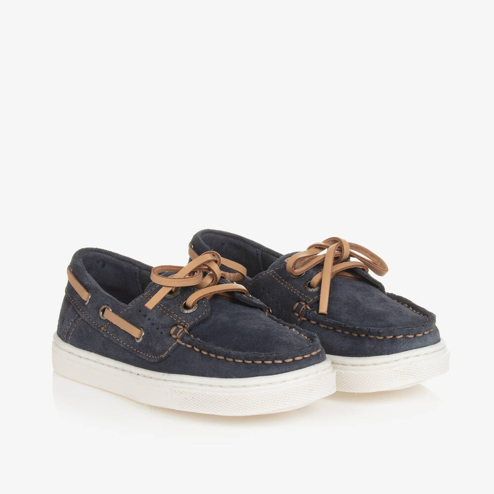 Mayoral - Boys Blue Suede Boat Shoes | Childrensalon