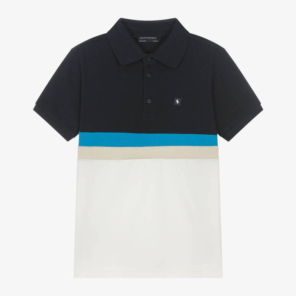 Mayoral Nukutavake - Boys Blue & White Cotton Polo Shirt | Childrensalon