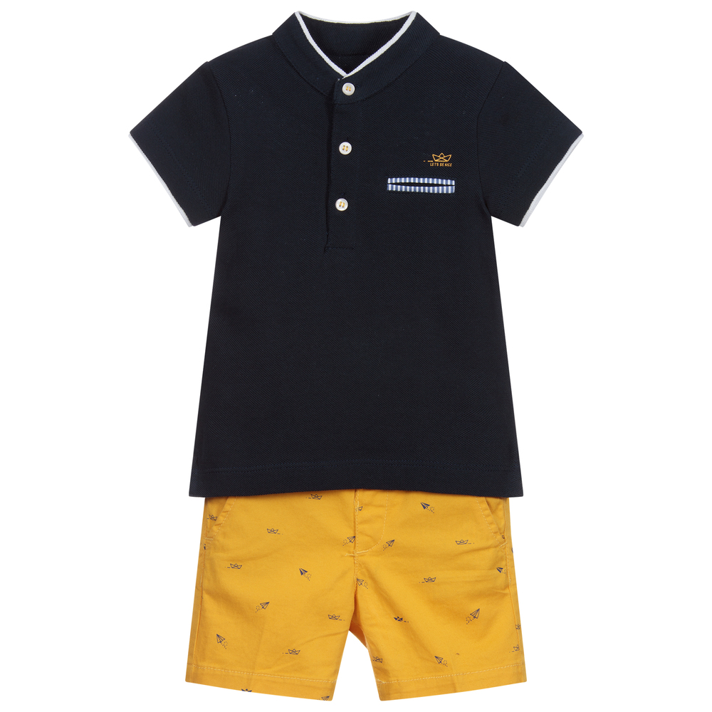 Mayoral - Синий топ и желтые шорты для мальчиков | Childrensalon