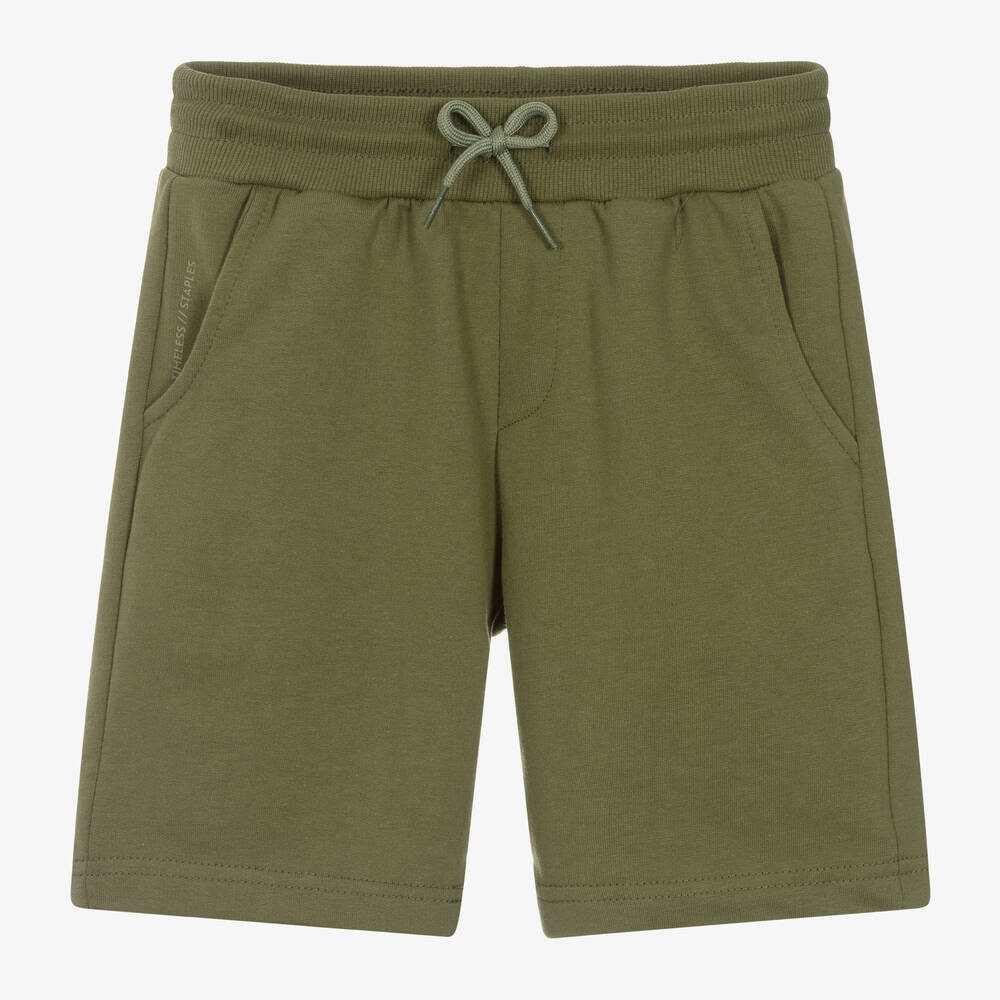 Mayoral Nukutavake - Boys Khaki Green Cotton Shorts | Childrensalon