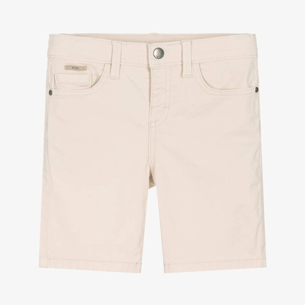 Mayoral - Boys Light Beige Cotton Shorts | Childrensalon