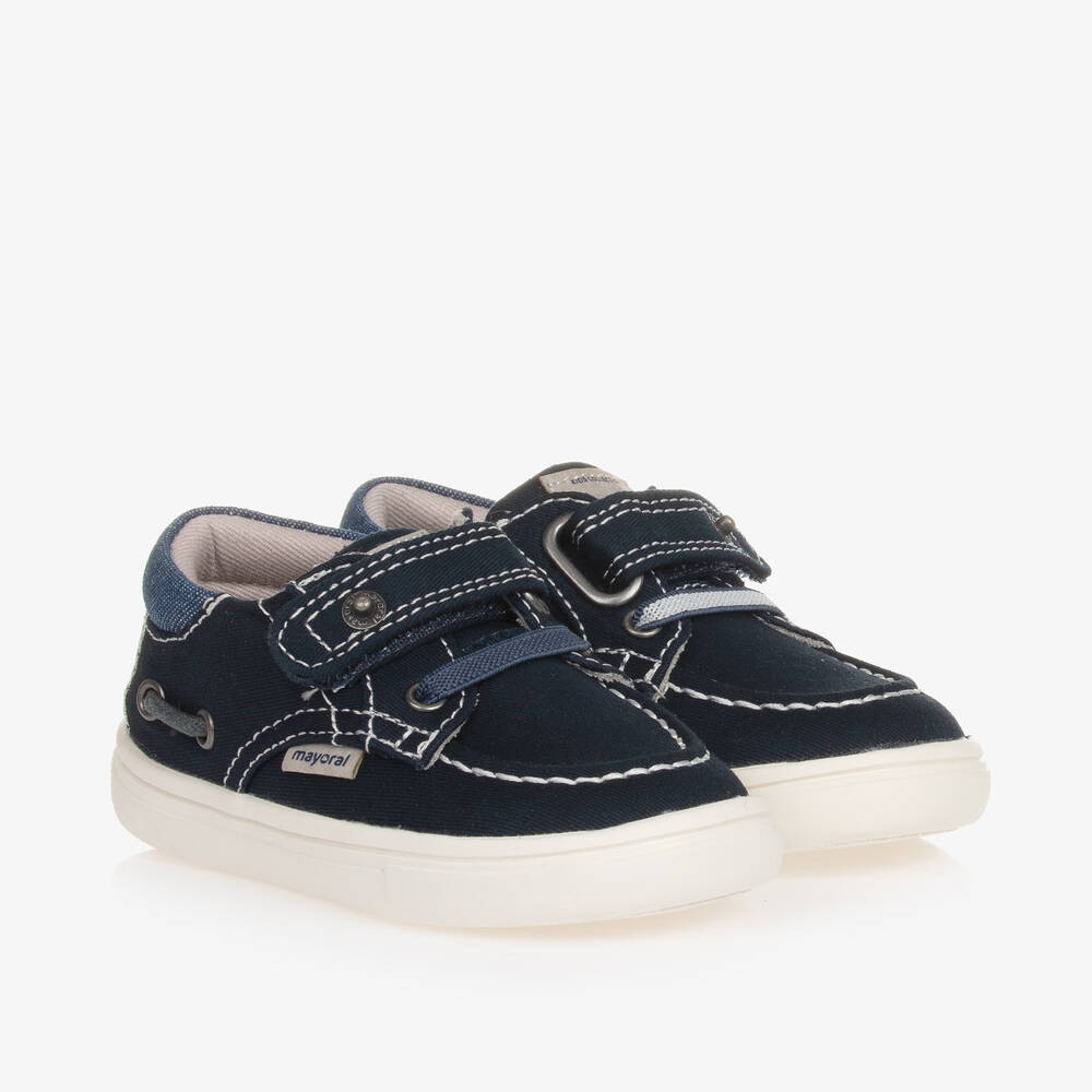 Mayoral - Boys Navy Blue Canvas Trainers | Childrensalon