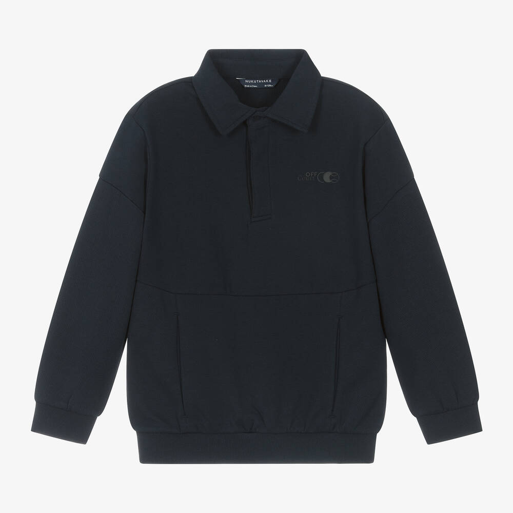 Mayoral Nukutavake - Boys Navy Blue Collared Sweatshirt | Childrensalon