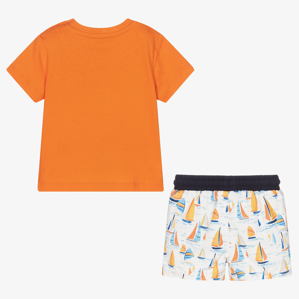 Mayoral - Boys Orange Swim Shorts Set | Childrensalon Outlet