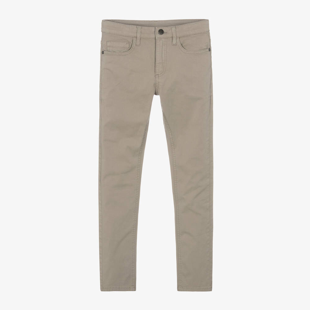 Mayoral Nukutavake - Boys Taupe Brown Cotton Trousers | Childrensalon