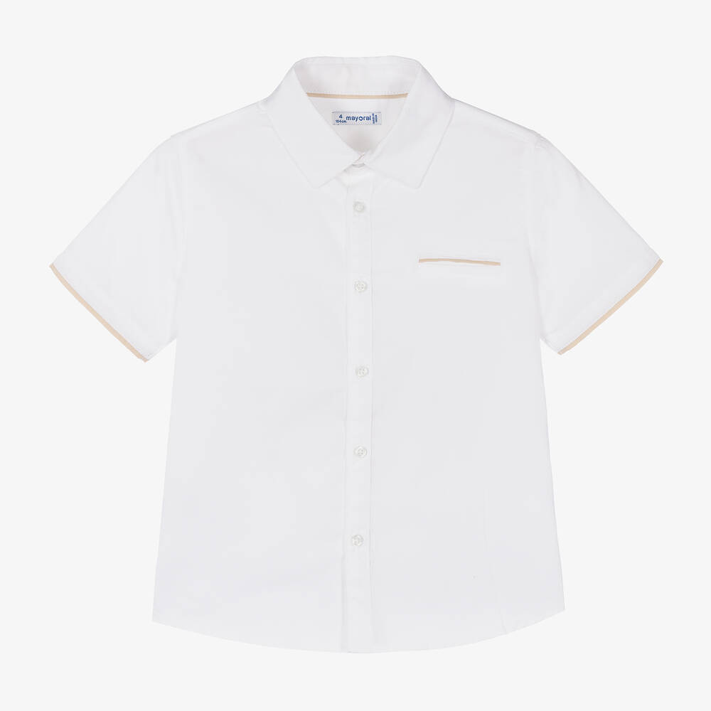 Mayoral - Boys White Cotton Shirt | Childrensalon