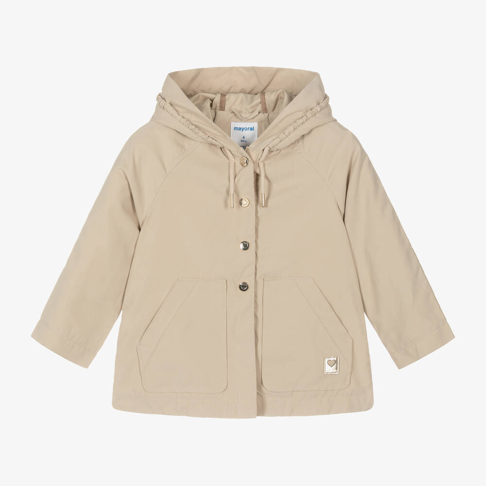 Mayoral - Girls Beige Hooded Jacket | Childrensalon