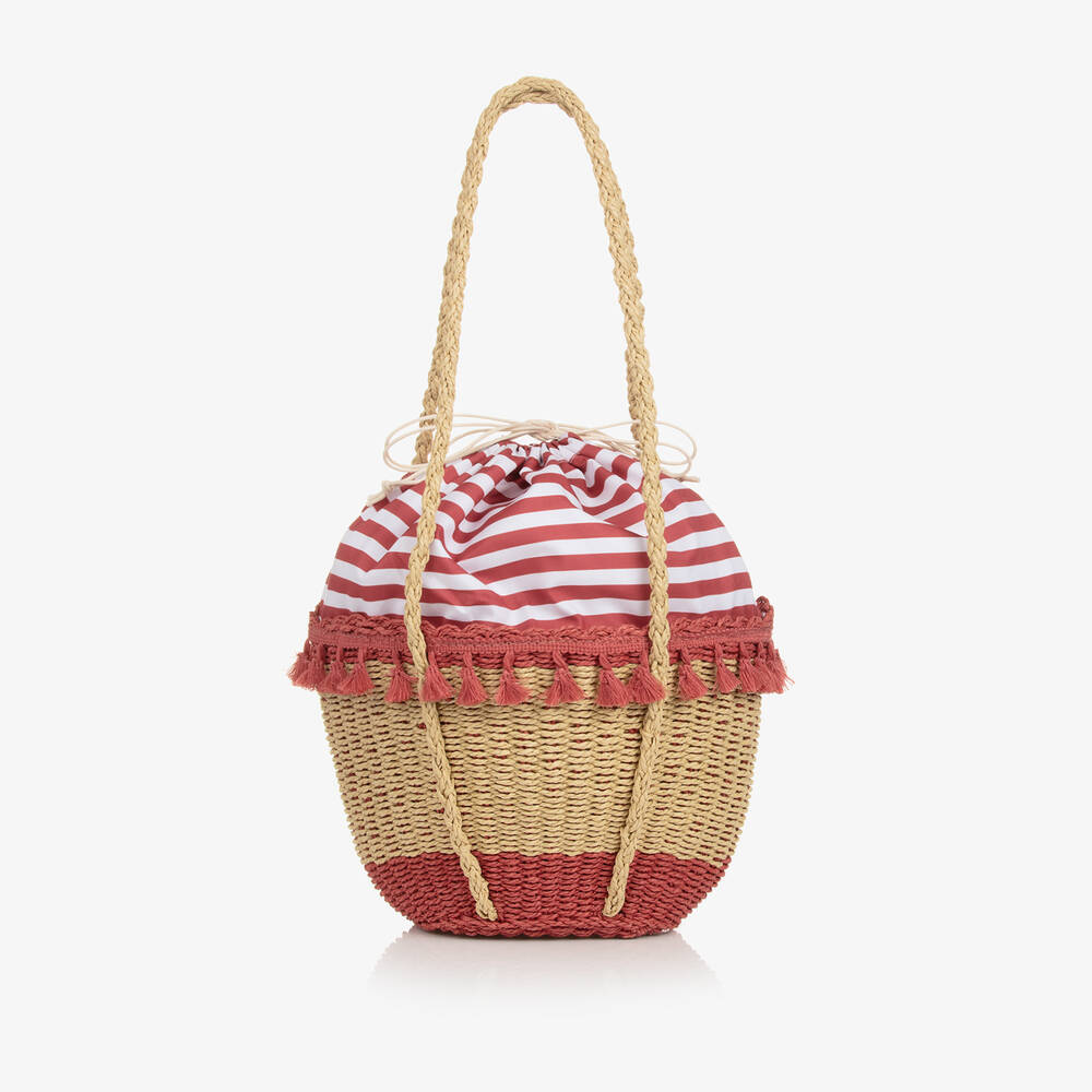 Mayoral - Girls Beige & Pink Straw Bag (32cm) | Childrensalon