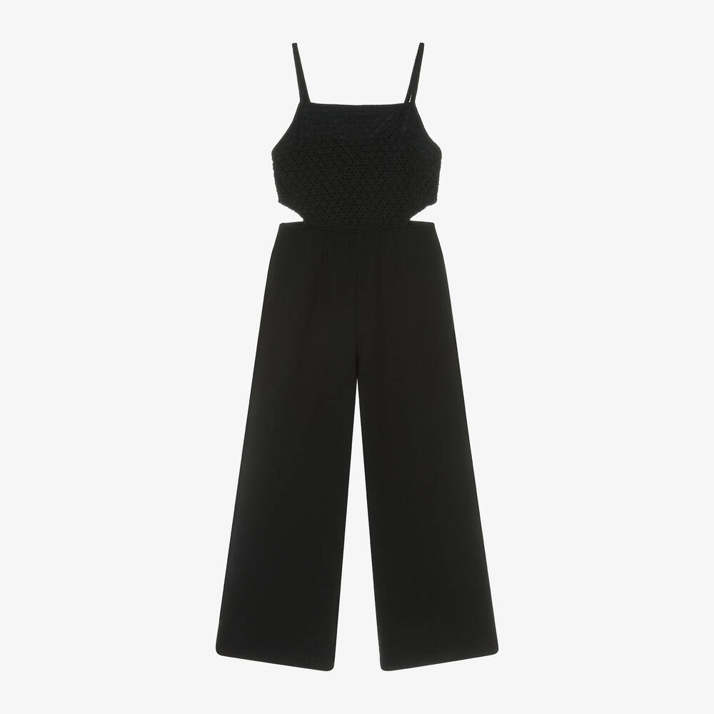 Mayoral - Girls Black Cotton Jersey Jumpsuit | Childrensalon