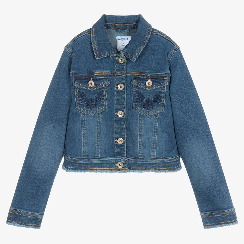 Mayoral - Veste bleue brodée en jean | Childrensalon