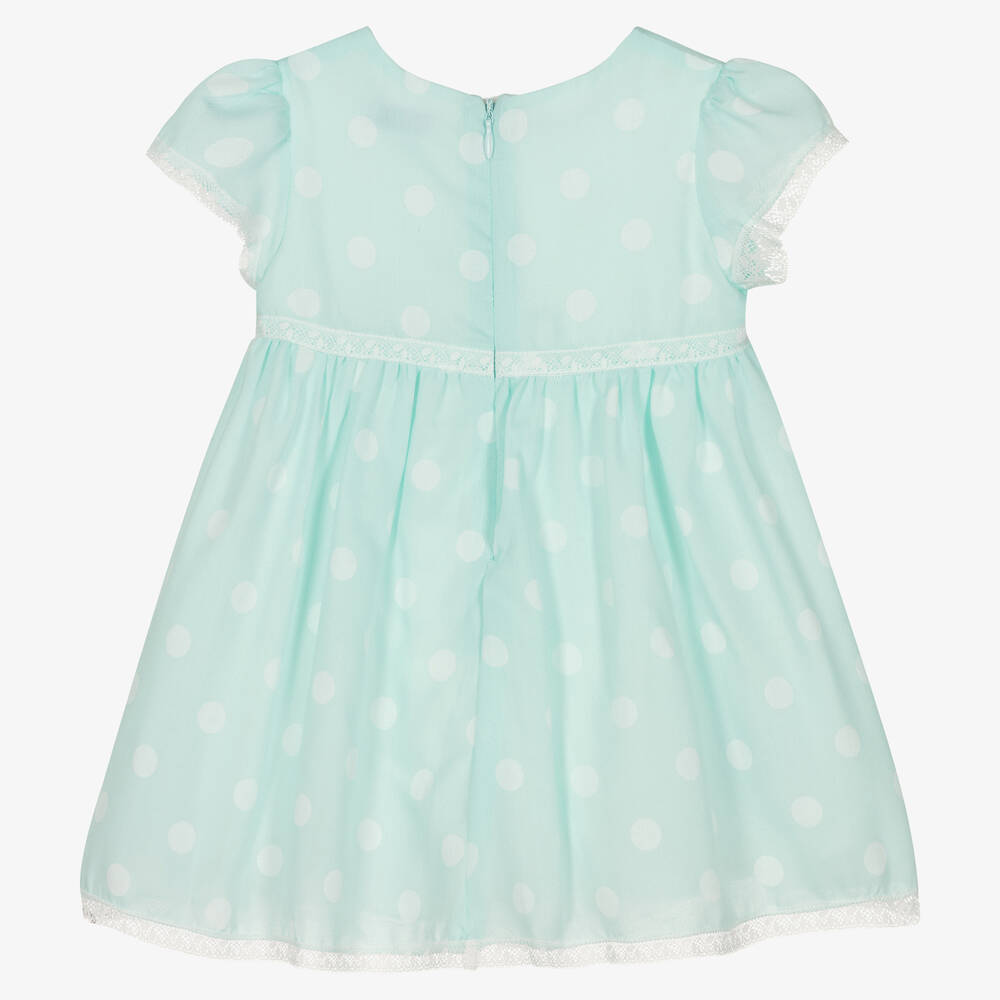 Mayoral - Girls Blue & White Polka Dot Dress | Childrensalon Outlet