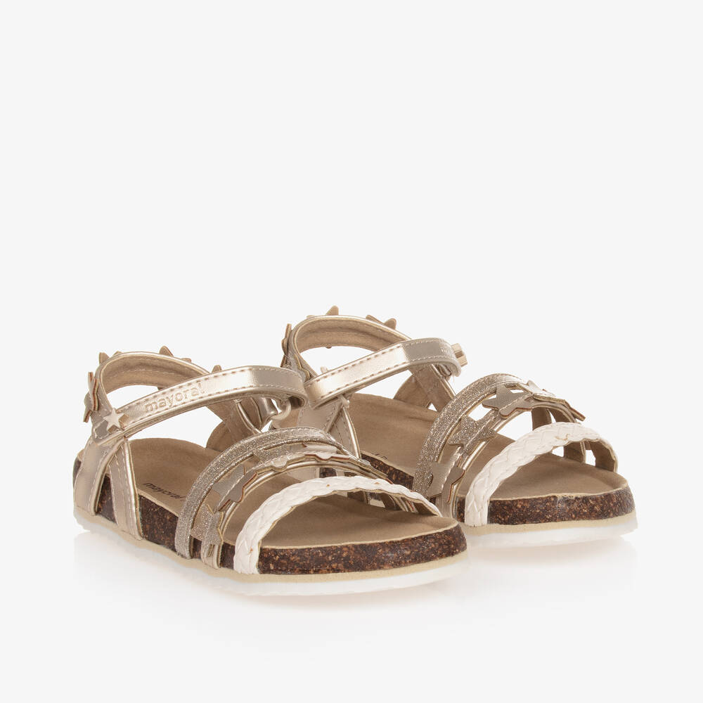 Mayoral - Girls Gold Star Faux Leather Sandals | Childrensalon