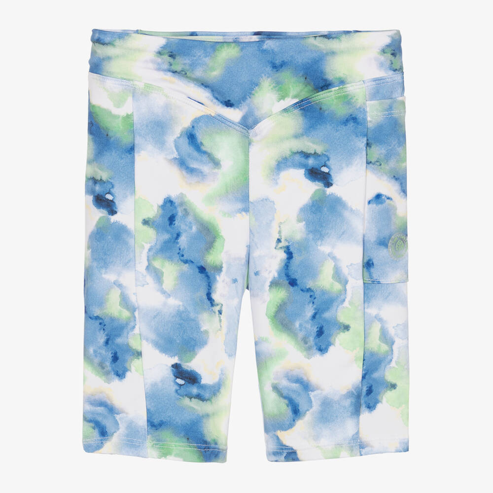 Mayoral - Girls Green & Blue Tie-Dye Cycle Shorts | Childrensalon