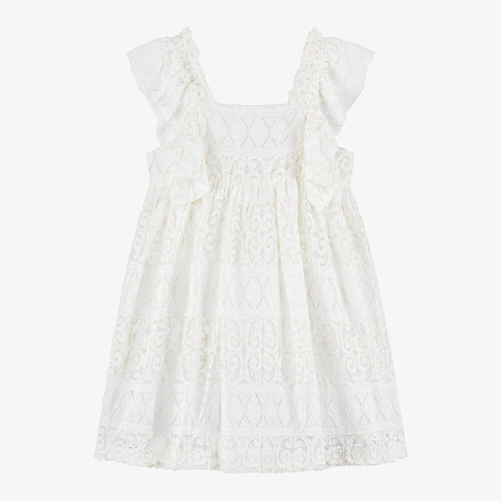 Mayoral - Girls Ivory Lace Dress | Childrensalon