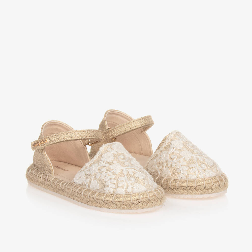 Mayoral - Girls Ivory Lace Espadrille Sandals | Childrensalon