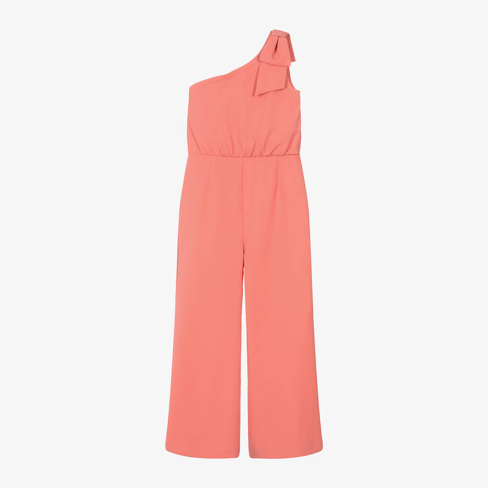 Mayoral - Girls Pink Bow Crêpe Jumpsuit | Childrensalon