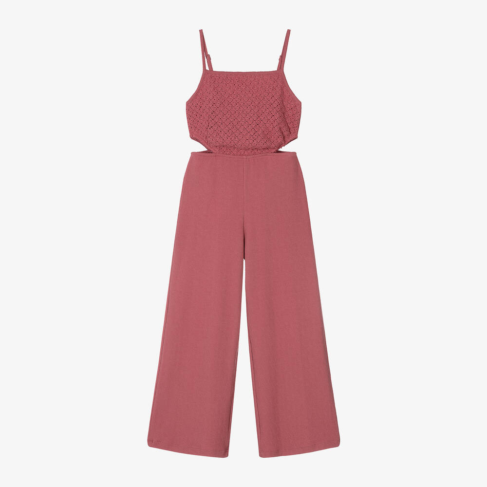 Mayoral - Girls Pink Cotton Jersey Jumpsuit | Childrensalon