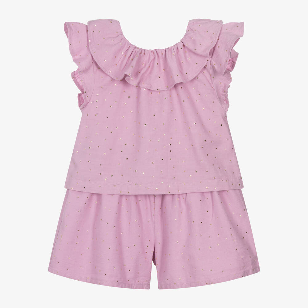 Mayoral - Girls Pink Cotton Shorts Set | Childrensalon