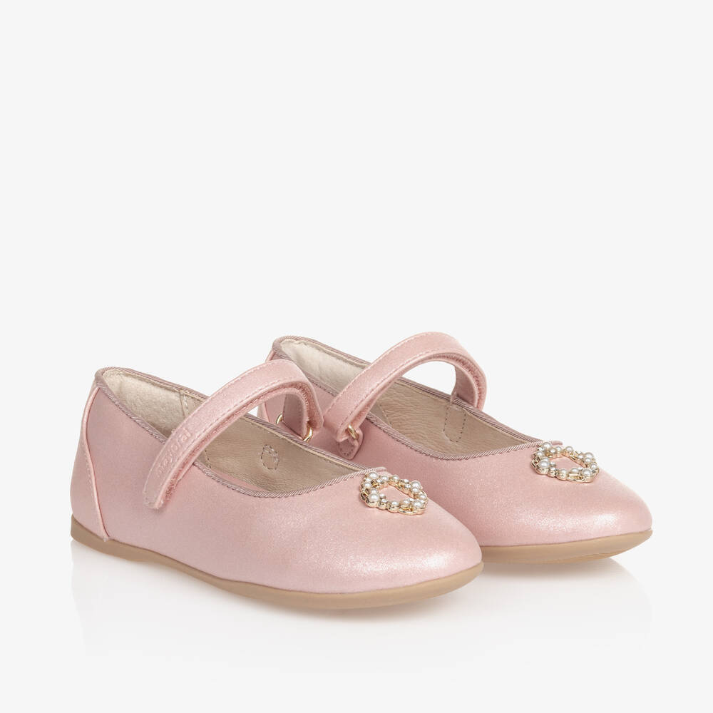 Mayoral - Girls Pink Faux Leather Pumps | Childrensalon