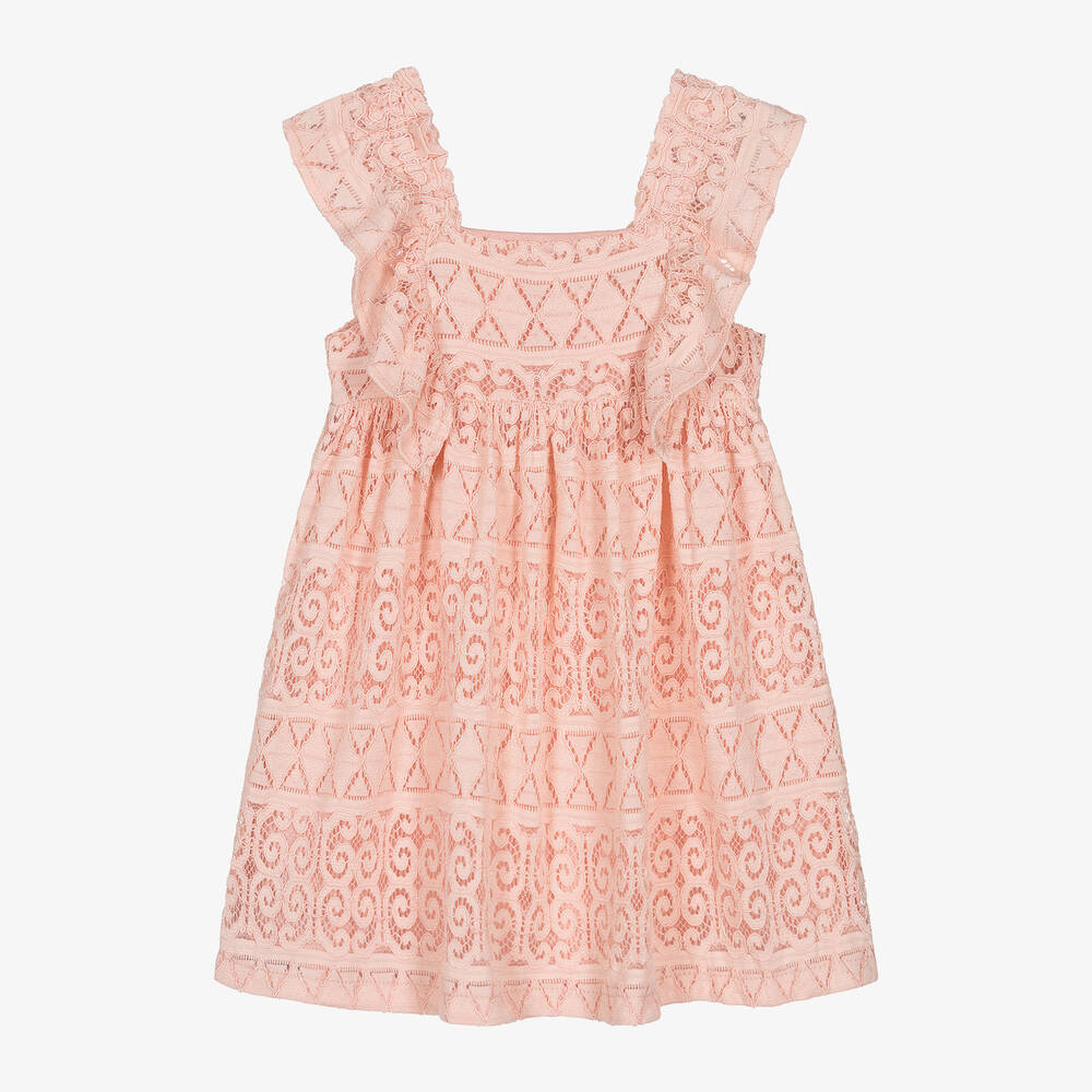 Mayoral - Girls Pink Lace Dress | Childrensalon