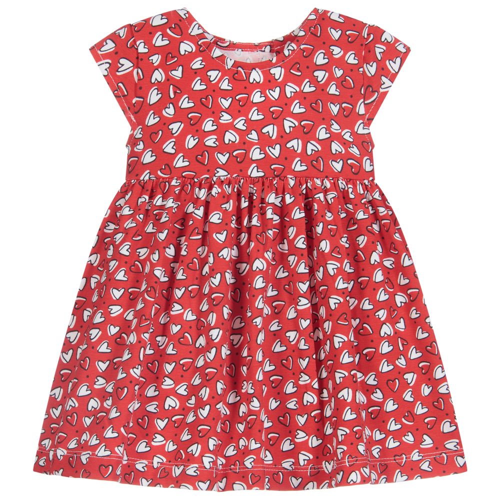 Mayoral - Girls Red & White Hearts Dress | Childrensalon Outlet