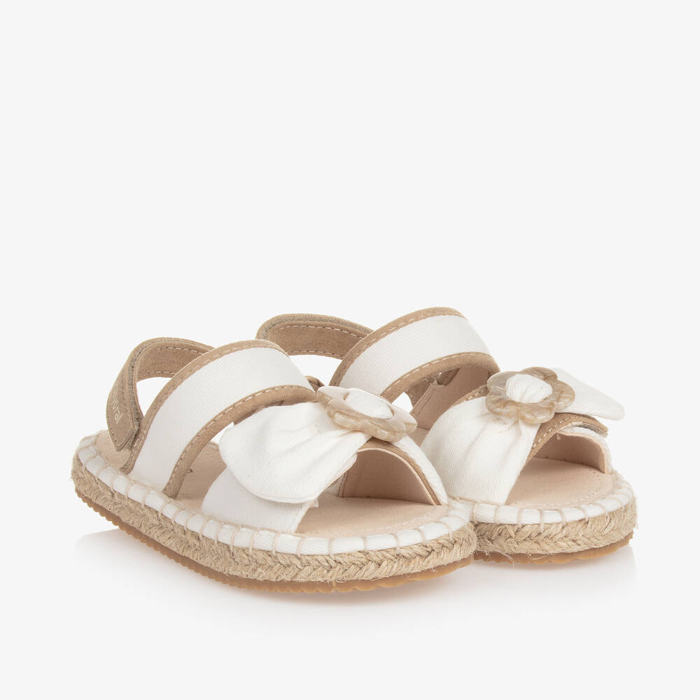 Mayoral - Girls White Canvas Velcro Sandals | Childrensalon