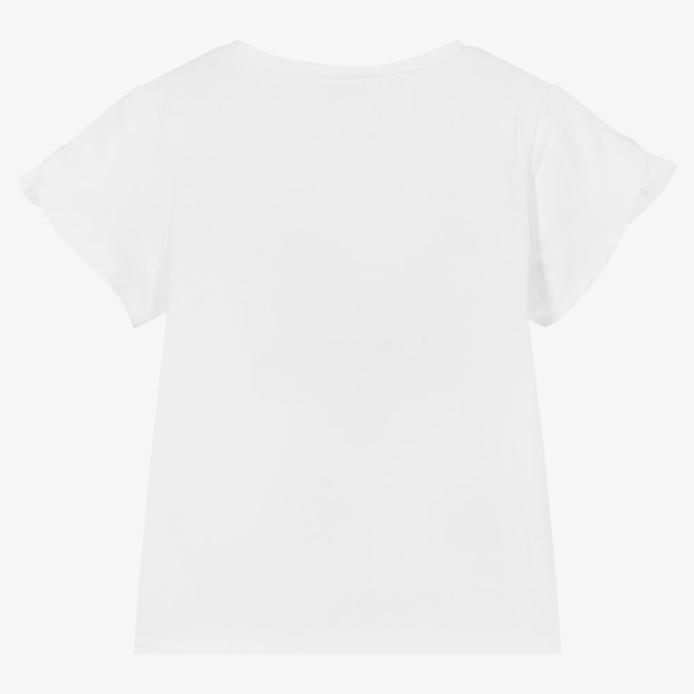 Mayoral - Girls White Cotton T-Shirt | Childrensalon Outlet
