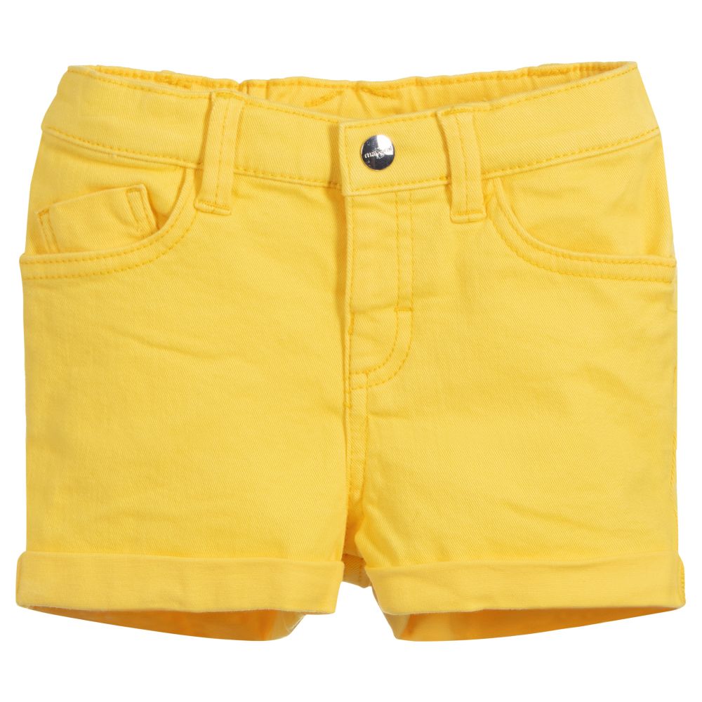 yellow denim shorts