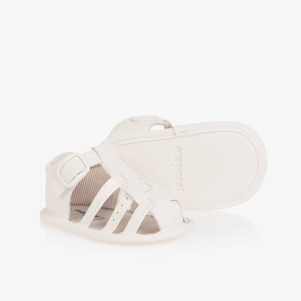 Mayoral Newborn - Ivory Faux Leather Pre-Walker Sandals | Childrensalon