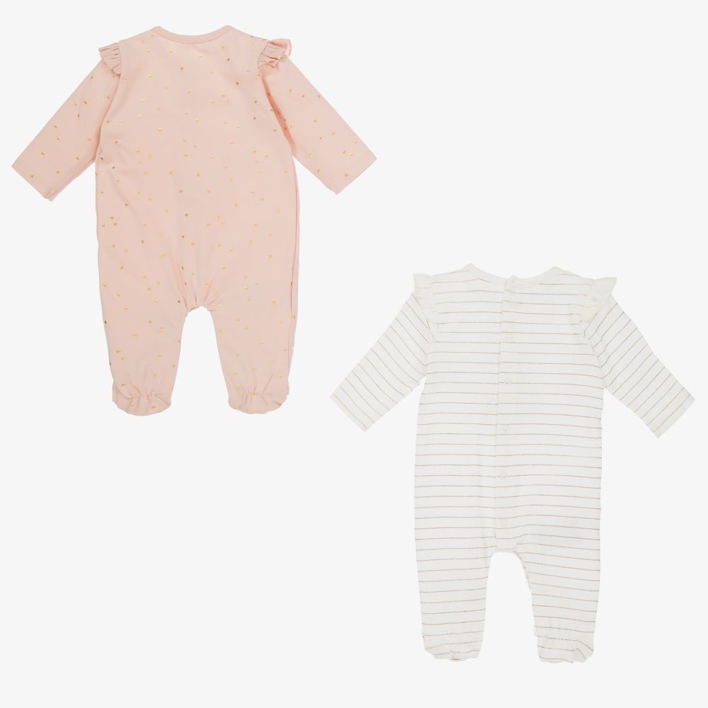 Mayoral Newborn - Pink & Ivory Babygrows (2 Pack) | Childrensalon Outlet